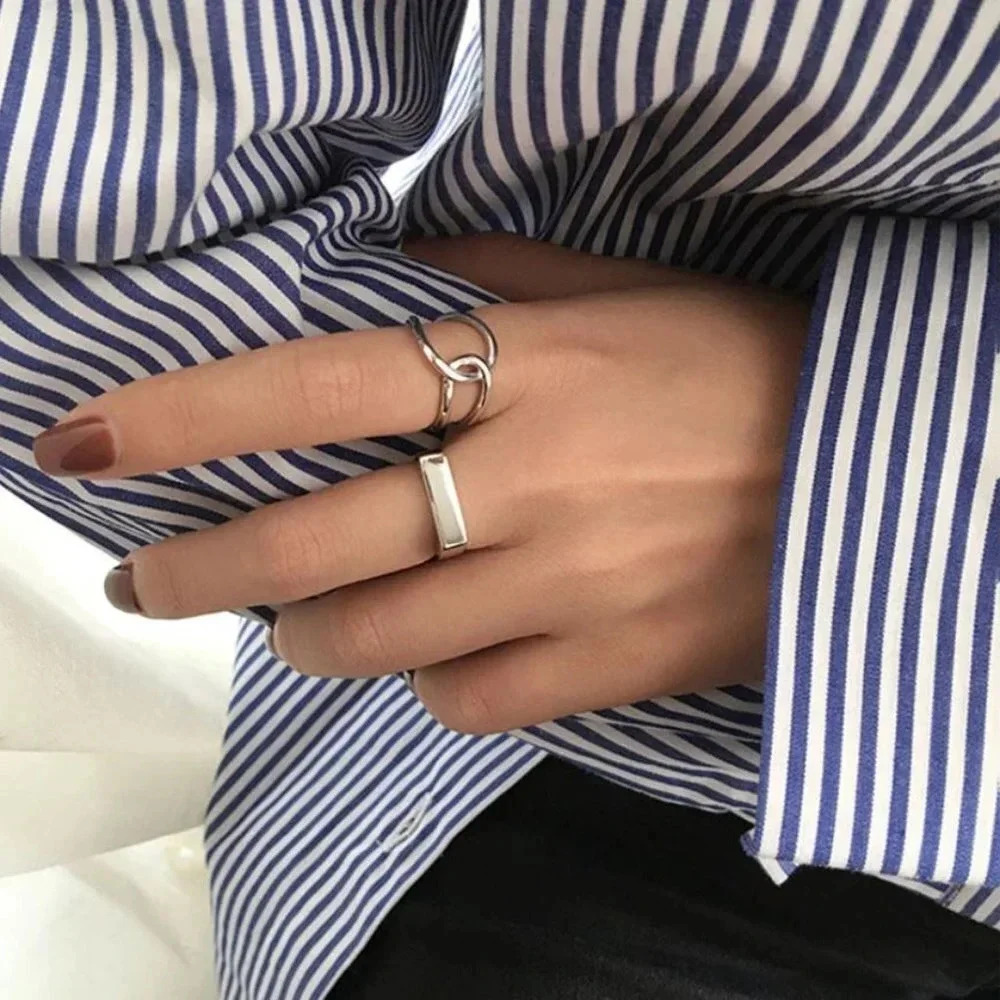 925 Sterling Silver Bar Ring Twist Wrap Ring Dainty Minimalist Stackable Ring - Picture 4 of 7